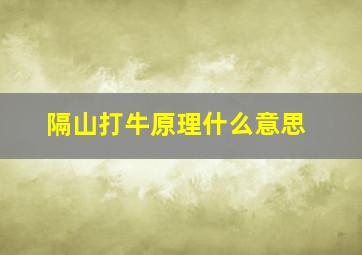 隔山打牛原理什么意思