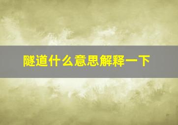 隧道什么意思解释一下