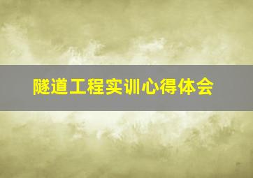 隧道工程实训心得体会