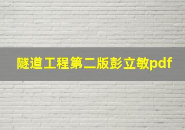 隧道工程第二版彭立敏pdf