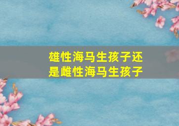 雄性海马生孩子还是雌性海马生孩子