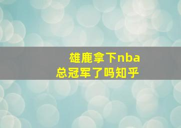 雄鹿拿下nba总冠军了吗知乎