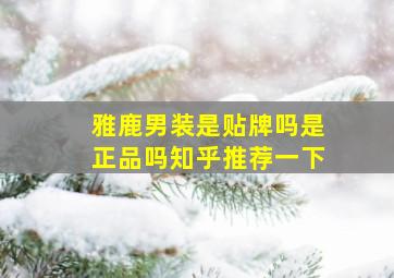 雅鹿男装是贴牌吗是正品吗知乎推荐一下