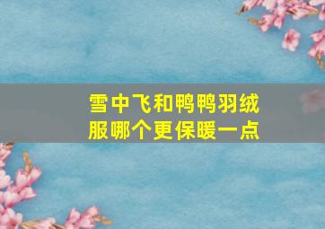 雪中飞和鸭鸭羽绒服哪个更保暖一点