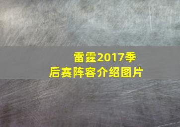 雷霆2017季后赛阵容介绍图片