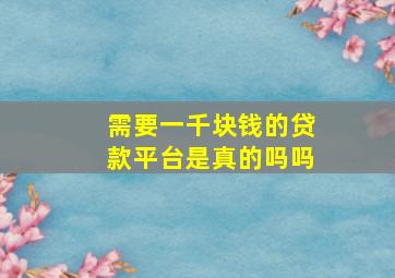 需要一千块钱的贷款平台是真的吗吗