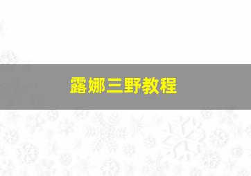 露娜三野教程