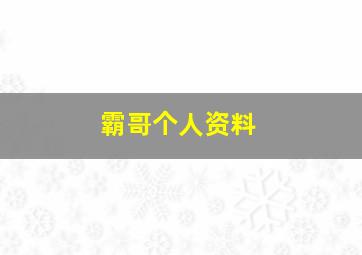 霸哥个人资料