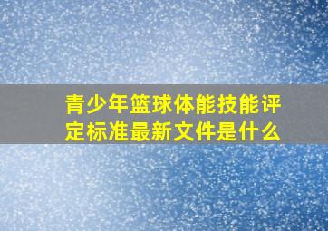 青少年篮球体能技能评定标准最新文件是什么