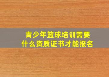 青少年篮球培训需要什么资质证书才能报名