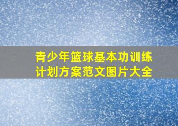 青少年篮球基本功训练计划方案范文图片大全