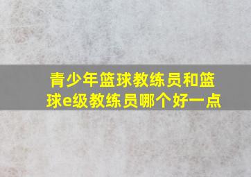 青少年篮球教练员和篮球e级教练员哪个好一点