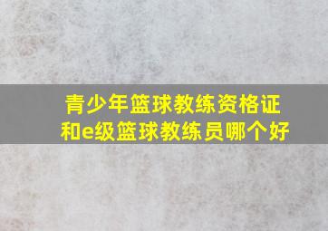 青少年篮球教练资格证和e级篮球教练员哪个好