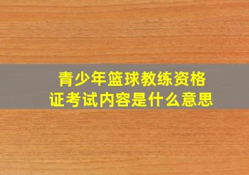 青少年篮球教练资格证考试内容是什么意思