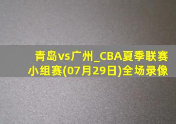 青岛vs广州_CBA夏季联赛小组赛(07月29日)全场录像