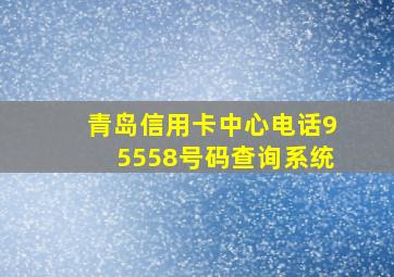 青岛信用卡中心电话95558号码查询系统