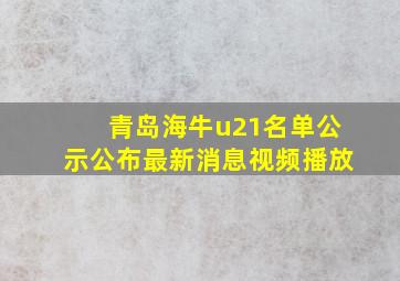 青岛海牛u21名单公示公布最新消息视频播放