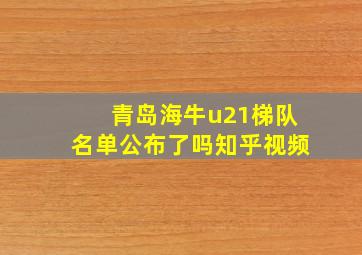 青岛海牛u21梯队名单公布了吗知乎视频