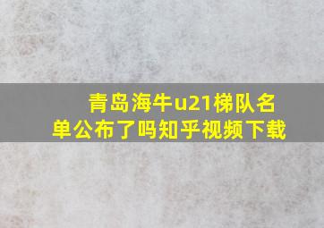 青岛海牛u21梯队名单公布了吗知乎视频下载