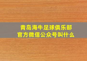 青岛海牛足球俱乐部官方微信公众号叫什么