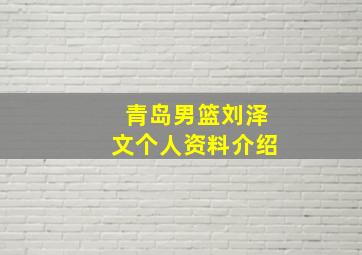 青岛男篮刘泽文个人资料介绍