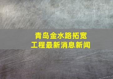 青岛金水路拓宽工程最新消息新闻