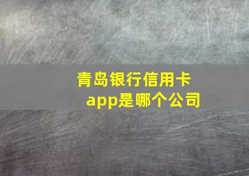 青岛银行信用卡app是哪个公司