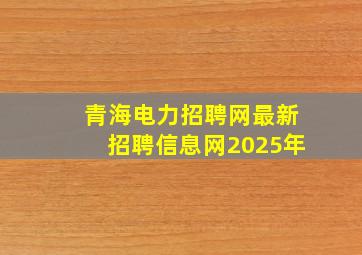 青海电力招聘网最新招聘信息网2025年