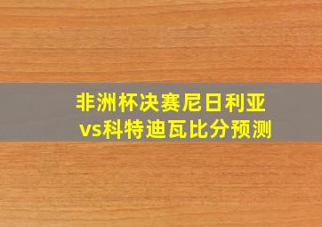 非洲杯决赛尼日利亚vs科特迪瓦比分预测