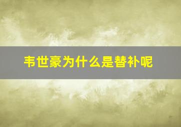 韦世豪为什么是替补呢