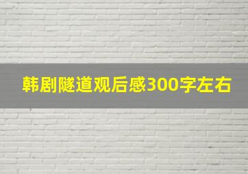 韩剧隧道观后感300字左右