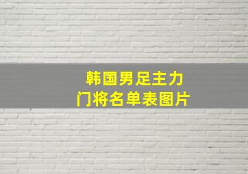 韩国男足主力门将名单表图片