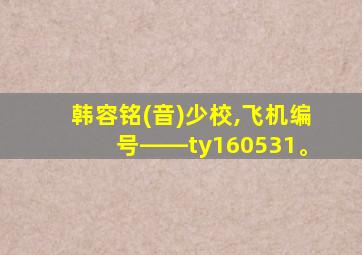 韩容铭(音)少校,飞机编号――ty160531。