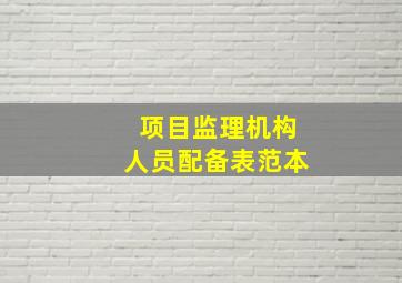 项目监理机构人员配备表范本