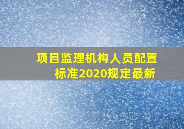 项目监理机构人员配置标准2020规定最新