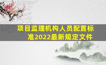 项目监理机构人员配置标准2022最新规定文件