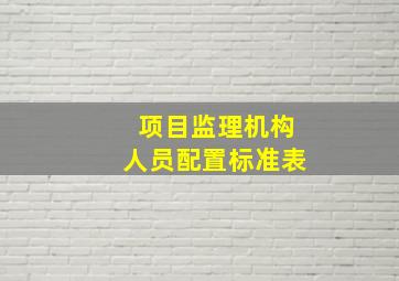 项目监理机构人员配置标准表