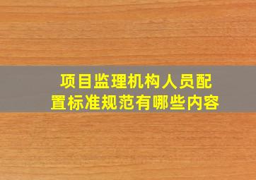 项目监理机构人员配置标准规范有哪些内容