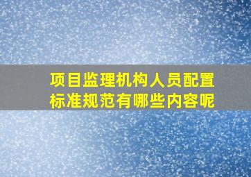 项目监理机构人员配置标准规范有哪些内容呢