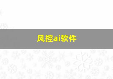 风控ai软件