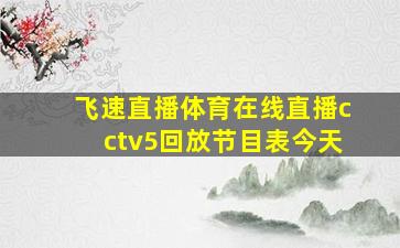 飞速直播体育在线直播cctv5回放节目表今天