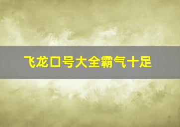 飞龙口号大全霸气十足