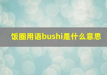 饭圈用语bushi是什么意思