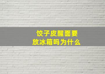 饺子皮醒面要放冰箱吗为什么