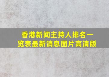 香港新闻主持人排名一览表最新消息图片高清版