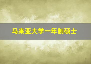 马来亚大学一年制硕士