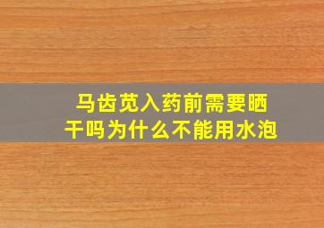 马齿苋入药前需要晒干吗为什么不能用水泡