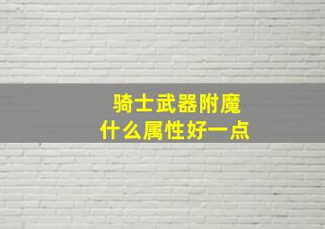 骑士武器附魔什么属性好一点