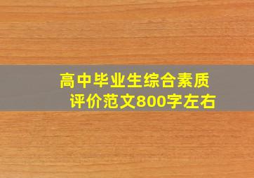 高中毕业生综合素质评价范文800字左右