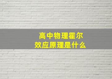 高中物理霍尔效应原理是什么